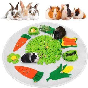 Guinea Pig Foraging Mat 24" Round Rabbit Snuffle Mat Machine Washable Fleece Pad